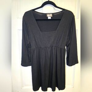 Mama San Maternity Top w/Tie Back Elastic Waist - Size Lg Black